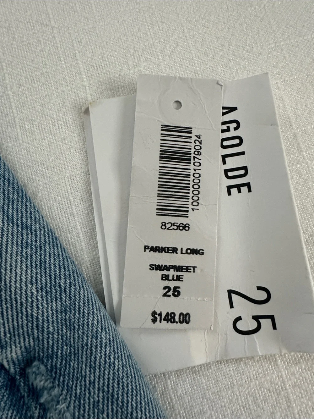 Agolde Parker Long High-Rise Light Blue Distressed Denim Shorts Swapmeet 25